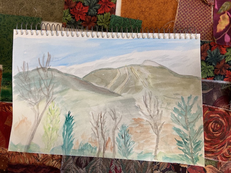 watercolor sketch of Mt Tecumseh