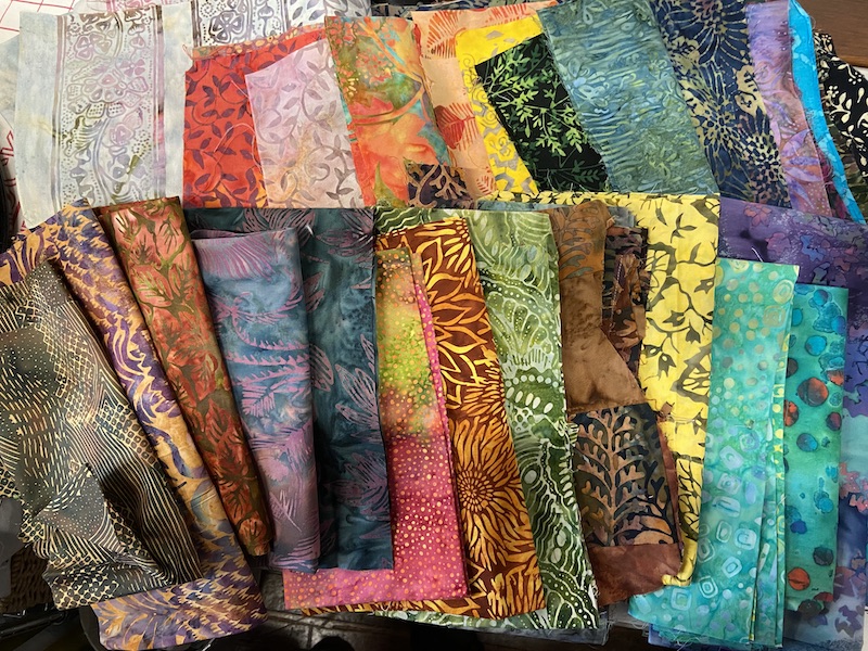 Batik fabric in autumn, summer, spring and winter colors