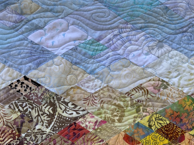 Machine quilting creating cloud forms